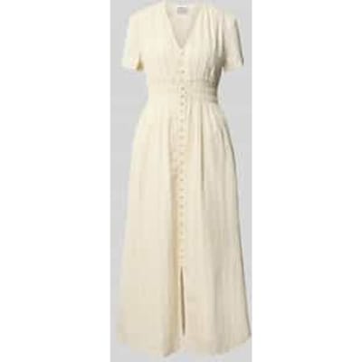midi-jurk met V-hals en knoopsluiting