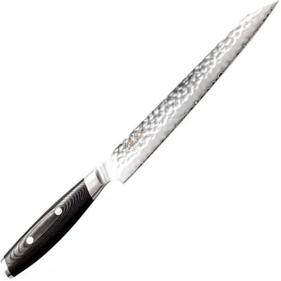 Yaxell Tsuchimon Sujihiki 23 cm – VG10 Staal – Gehamerd Lemmet – Micarta Heft
