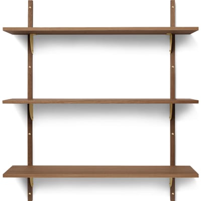 Ferm Living Sector Wandrek - gerookt eiken - Messing - 3 Wandplanken - breed