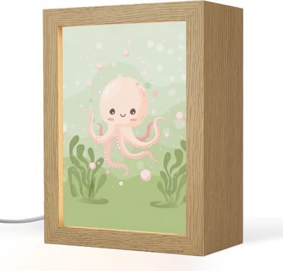 Nachtlampje 15x20 cm - Kinder lampje - Octopus - Zeedieren - Groen - Onderwater - Tafellamp kinderkamer - Slaapkamer lamp - Bedlamp kinderen - Kinderlampje stopcontact - Wandlamp babykamer - Nachtlampjes