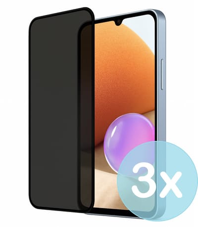 Privacy Screenprotector Geschikt voor Samsung Galaxy A32 4G – Anti-Gluren – Krasbestendig Gehard Glas 9H – Volledige Dekking – 3-Pack – FuturiQ