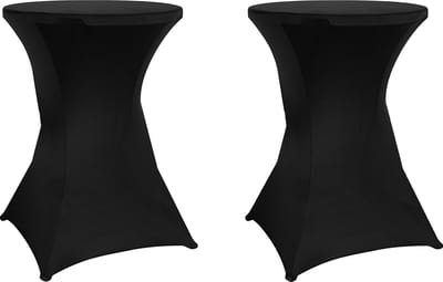 Statafelrok - Set van 2 stuks - Statafelhoes - ∅ 80-85 x 110cm - Wasbare en Elastische stof - Statafelrok Zwart - Stretch Rok - Zwart - van Saaf