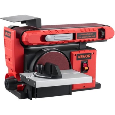 VEVOR Band- en schijfschuurmachine 400 W, 152,4 mm schijfschuurmachine en 101,6 x 914,4 mm bandschuurmachine, met 0-45° verstelbare werktafel en stofafzuigaansluiting voor houtbewerking, messen slijpen