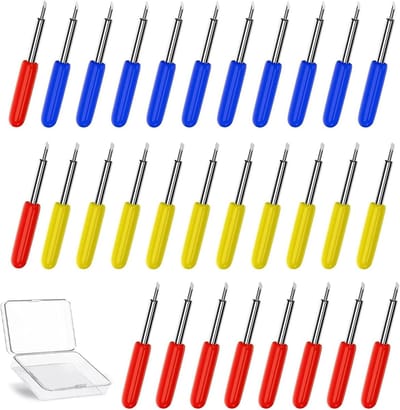 Set van 30 Vervangende Snijbladen voor Creatieve Snijders, 30° 45° 60° Snijknives, Carbide Vervangingen voor Nauwkeurig Snijden van Vinyl, Papier en Stof