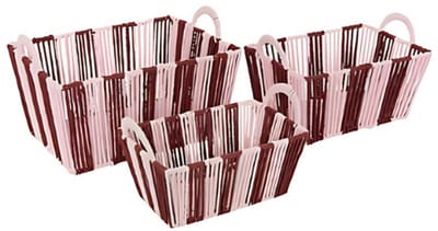 Atmosphera Chéri Opbergmanden - Set van 3 stuks -37x18x27cm - Roze