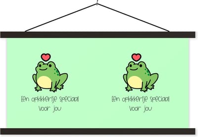 Posterhanger incl. Poster 60x30 cm - Schoolplaat - Beterschap - Quote - Dieren - Opkikker - Textielposter - Zwarte latten