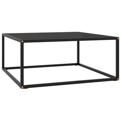 vidaXL - Salontafel - met - zwart - glas - 80x80x35 - cm - zwart