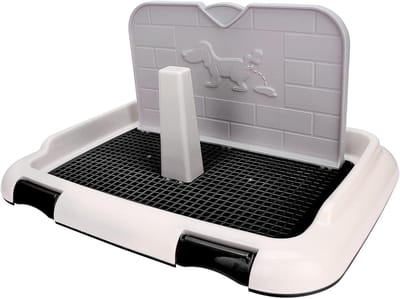Hondentoilet Puppy - Huisdierpotje Binnen - Zindelijkheidstraining Hond - Gesimuleerde Muur - 46x35x24 cm - Zwart