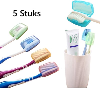 Set van 5 Tandenborstel Hoesjes – Beschermkapjes voor Tandenborstels – Reisbeschermers in 5 Kleuren – Hygiënische Reisaccessoire | Tandenborstelhouder | Travel Case