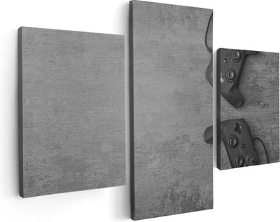 Artaza Canvas Schilderij Drieluik Twee Game Controllers op Tafel - Gaming - 90x60 - Foto Op Canvas - Canvas Print