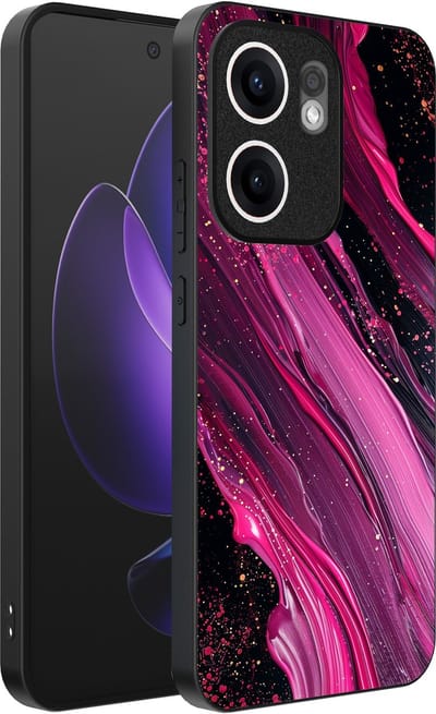 Smartphonica Telefoonhoesje Geschikt voor Oppo Reno 13F met marmer opdruk - TPU backcover case marble design - Paars Roze geschikt voor Oppo Reno 13F