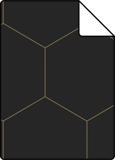 Proefstaal ESTAhome behang hexagon zwart en goud - 26.5 x 21 cm - 139313-S