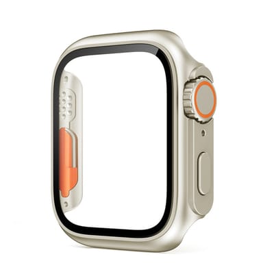 Stravo Ultra-look Case met Screenprotector – Geschikt voor Apple Watch 45mm – TPU Bumper Hoesje – Compatibel met Series 7 / 8 / 9 – Starlight