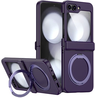 Lunso Geschikt voor Samsung Galaxy Z Flip 7 backcover hoesje met magnetisch-ring - Paars