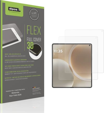 dipos FLEX – 2x Matte Screenprotector geschikt voor Motorola Razr Fold 2026 Innenseite | Volledige Schermbescherming | Case-Friendly