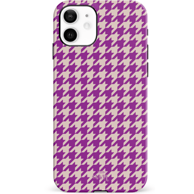 xoxo Wildhearts When In Paris Purple - Double Layer - Hardcase hoesje geschikt voor iPhone 11 hoesje - Paars hoesje - Hoesje geruit geschikt voor iPhone 11 - Paarse case geschikt voor iPhone 11 case - paars / beige