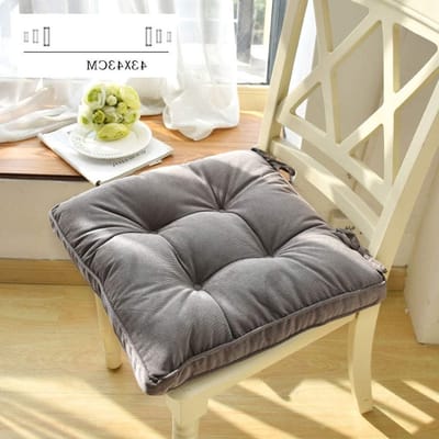 Stoelkussen Gewatteerd - Zitkussen Banden - Comfortabel Zitten - Extra Dik 8cm - 43x43cm - Houtskool