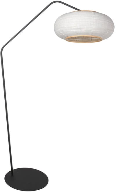 Zwarte vloerlamp Zig-Zag 4641ZW - 173 cm hoog met linnen kap Ø60 cm, verstelbare E27 fitting, Scandinavisch design - Anne Light Home
