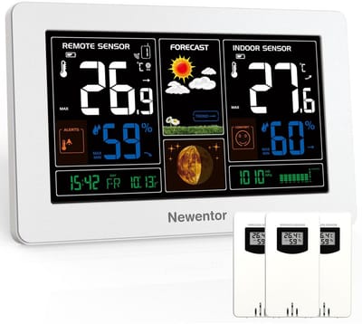 Draadloos Weerstation met 3 Buitensensoren en Weersvoorspelling