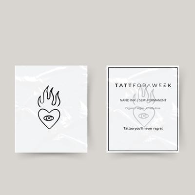 Tijdelijke tattoo hartje in vlam met oog | Neptattoo volwassenen | Tijdelijke tattoo voor volwassenen | Temporary tattoo | Plaktattoos voor volwassenen | Neptattoos | Probeer zorgeloos een tattoo | tattforaweek