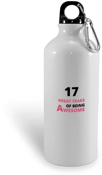 Hacebo® - 17 great years of being awesome waterfles - Hoera 17 jaar - iemand die 17 jaar is geworden - verjaardagscadeau - verjaardag - cadeau - kado - geschenk - gift - goeie jaren - water fles - 400ML