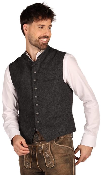 Trachtenvest Maximilian Volwassenen Mannen Grijs / Zwart Oktoberfest Maat 46 Thetru