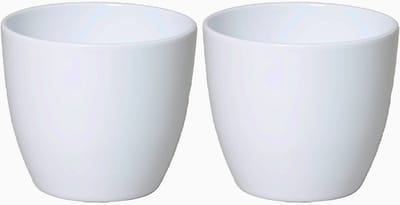 2x floran bloempot - glanzend wit - keramiek - h17 x d19.5 cm- plantenpotten binnen