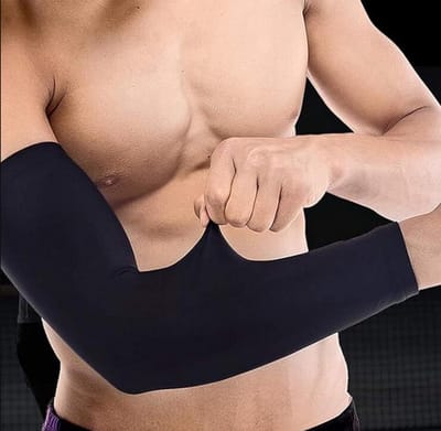 Armbeschermer - voor mannen en vrouwen - Golf verkoelende armmouwen - basketball - Baseball zonmouwen - Compressie Arm Sleeves - Hardlopen Armwarmers- UV Bescherming - maat XL - Zwart - LOUZIR