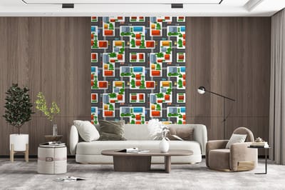 Behang - Fotobehang Patronen - Auto - Huis - Jongens - Kinderen - Kids - Breedte 200 cm x hoogte 300 cm