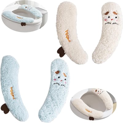 Wasbare Toiletbril Covers Set van 2, 34x10cm, Pluche en Zachte Toiletzitting Bescherming, Warm en Comfortabel Toilet Accessoire
