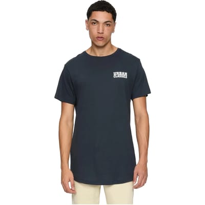 Urban Classics - Shaped Long with Urban Classic Print Heren Tshirt - S - Donkerblauw