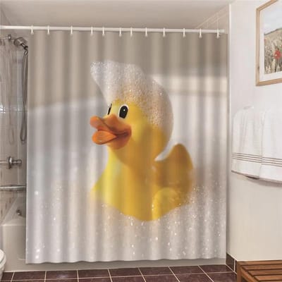 Grappige Baden Rubberen Eendjes Douchegordijnen Kinderen Huis Badkamer Decor Verduisterend Scherm Waterdichte Stof Douchegordijn Cortina W90H165(CM)-1 Pcs