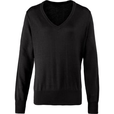 Premier Dames/Dames Gebreid Katoen Acryl V Hals Sweatshirt (Zwart)