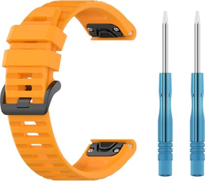 Siliconen bandje - geschikt voor Garmin Fenix 5 / 5 Plus / 6 / 6 Pro / 7 / 7 Pro / 8 (47 mm) / E (47 mm) / Epix (Pro) (2) 47 mm / Quatix 5 / 6 / 7 / 7 Pro / Approach S60 / S62 / S70 47 mm / MARQ / D2 Delta / D2 Mach 1 / Descent G1 - oranje