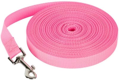 Rieba® Hondenriem 3 meter – Lange Lijn - Trainingslijn – Sleeplijn – Speurlijn - Hondenlijn – Looplijn – Riem Hond - Voor Training en Wandelen – 2 cm Breed – Nylon – Roze