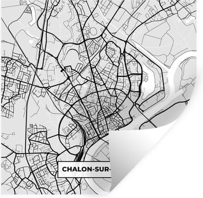 Muurstickers - Sticker Folie - Stadskaart - Frankrijk - Kaart - Chalon-sur-Saône - Plattegrond - 100x100 cm - Plakfolie - Muurstickers Kinderkamer - Zelfklevend Behang XXL - Zelfklevend behangpapier - Stickerfolie