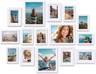 Vittanly Fotokader- Fotolijst - Modern - Verschillende Maten, Inclusief Set Van 3 Stuks 20x25 cm, Set Van 6 Stuks 13x18 cm, Set Van 6 Stuks 10x15 cm - Wit