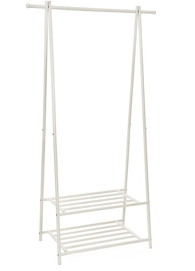 Hoppa! - Metalen jassenrek - Jassenrek met schoenenrek - Crèmewit 87,5 x 41 x 155 cm (B x D x H)