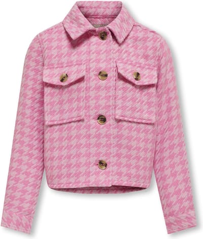 ONLY KOGKIMMIE SHORT JACKET OTW Meisjes Jas - Begonia PinkChecks:Pirouette - Maat 158