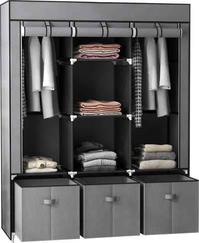 HOMCOM - Stoffen Kast - met Deur - Donkergrijs - 850-210V00