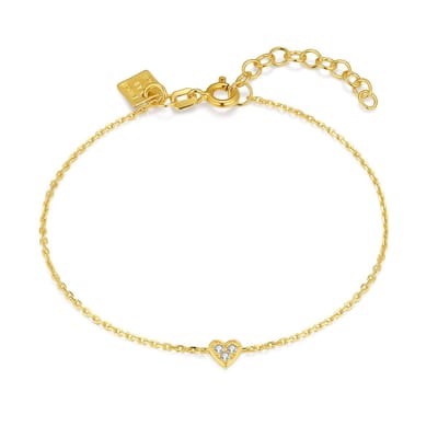 Twice As Nice Armband in 18kt verguld zilver, hartje Goudkleurig 16cm+3cm