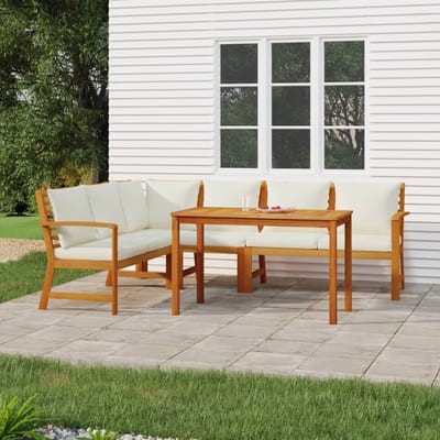 vidaXL - 5-delige - Tuinset - met - kussens - massief - acaciahout