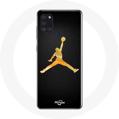 Coque - Maniacase - Samsung Galaxy A21S - Souple - Jaune - Logo Michael Jordan jaune