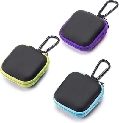 3 stuks mini-hoofdtelefoontas, stootvaste koptelefooncase, headset-opslag met netvak, harde schaal, in-ear hoofdtelefoonhoes, hoofdtelefooncase voor datakabel, U-harde schijf