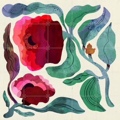 IXXI Collage Flower, Lena Addink - 100 x 100 cm - Gratis ophangtool - Grote wanddecoratie en posters - Kleurrijk, Illustraties, Collage, Digitale