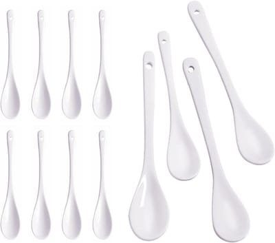 Dailygoods - 8-delige Keramische Dessertlepels - Vaatwasserbestendig en Hittebestendig