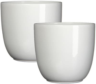 Mica Decorations Bloempot/plantenpot - 2x - wit - keramiek - D19 cm x H18