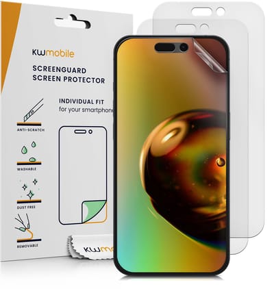 kwmobile Set of 3 Screen Protectors Compatible with Apple iPhone 15 - Anti-Glare Anti-Fingerprint Display Films - Matte