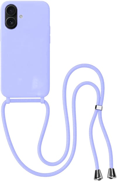 Hoes Geschikt voor iPhone 17 Hoesje Met Koord - Telefoonhoesje Geschikt voor iPhone 17 Backcover Met Afneembaar Koord - Lila