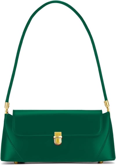 Vintage schoudertas voor dames, klassieke vegan leren clutch, retro handtas met gesp en stijlvolle uitstraling